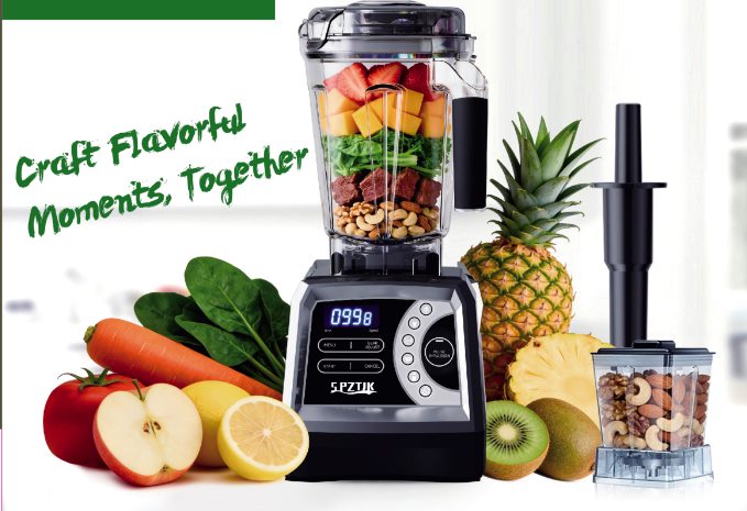 Blender with fruit and accessories